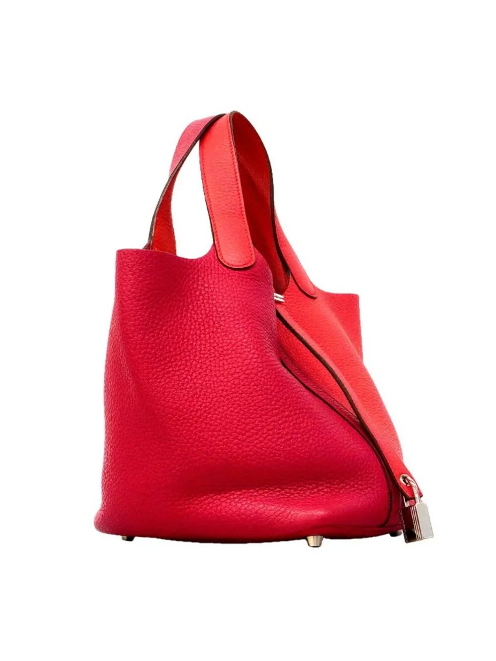 Hermes Handbag Picotin Lock PM Casaque Taurillon Clemence Rose Mexico Rouge